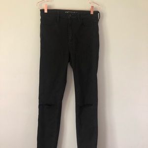 American eagle black jeans with knee slits 8